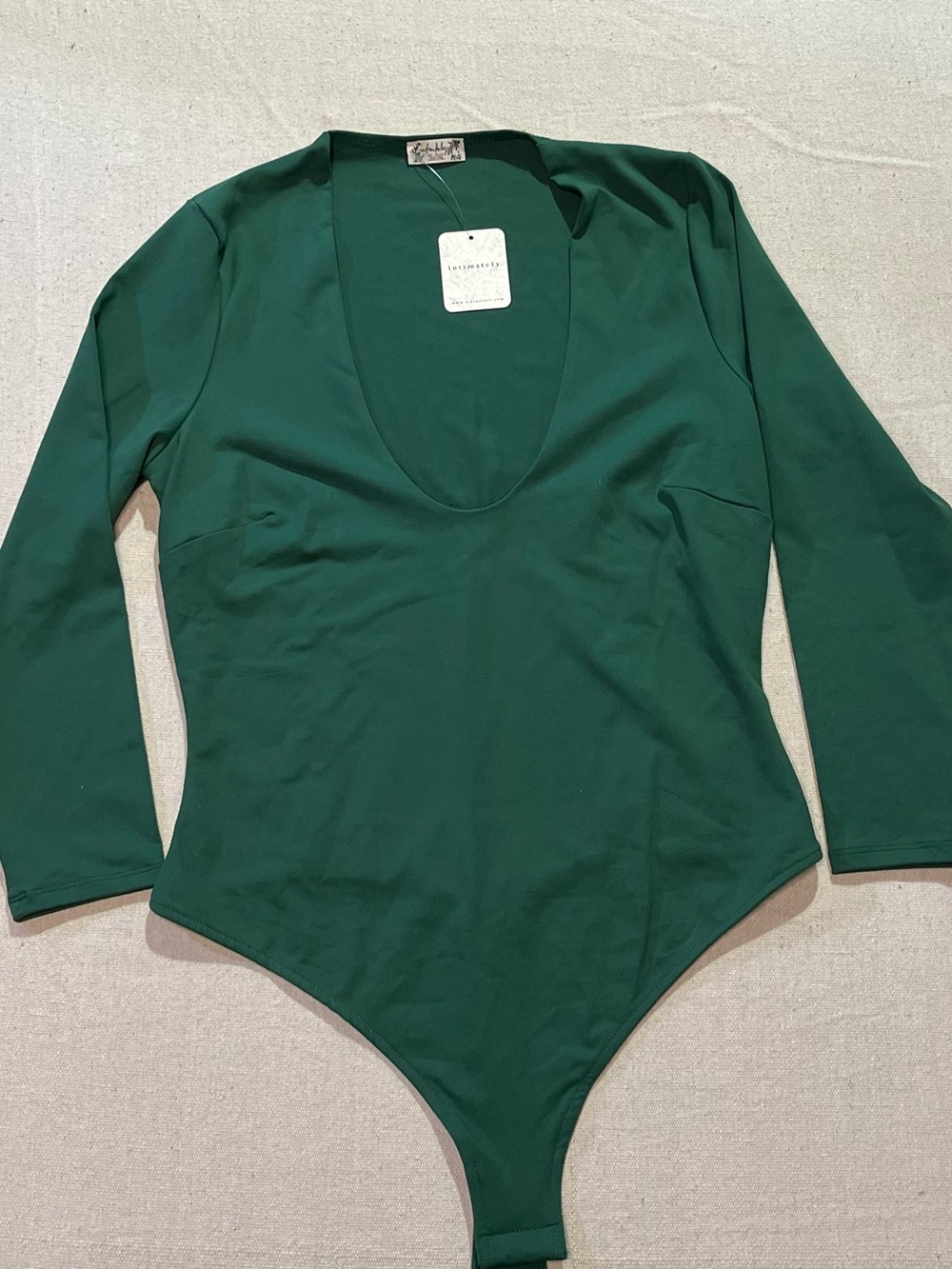 Free People Intimates Close Call Duo Bodysuit, Sz M, Hunter Forest Green